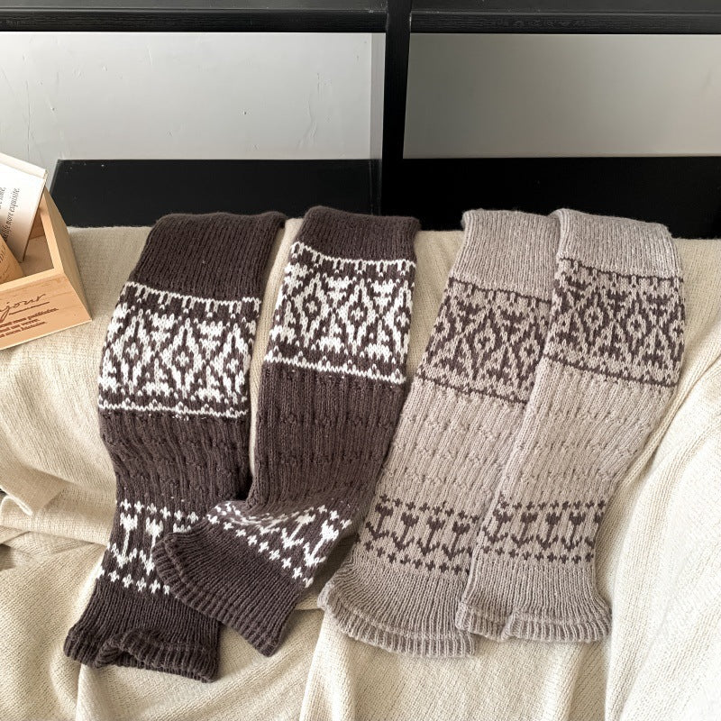 Fair Isle Knit Slouch Leg Warmers | Cozy Socks for Women