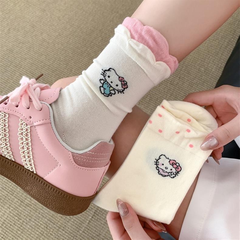 Cute Novelty Crew Socks | Kawaii Cat Print Socks for Women