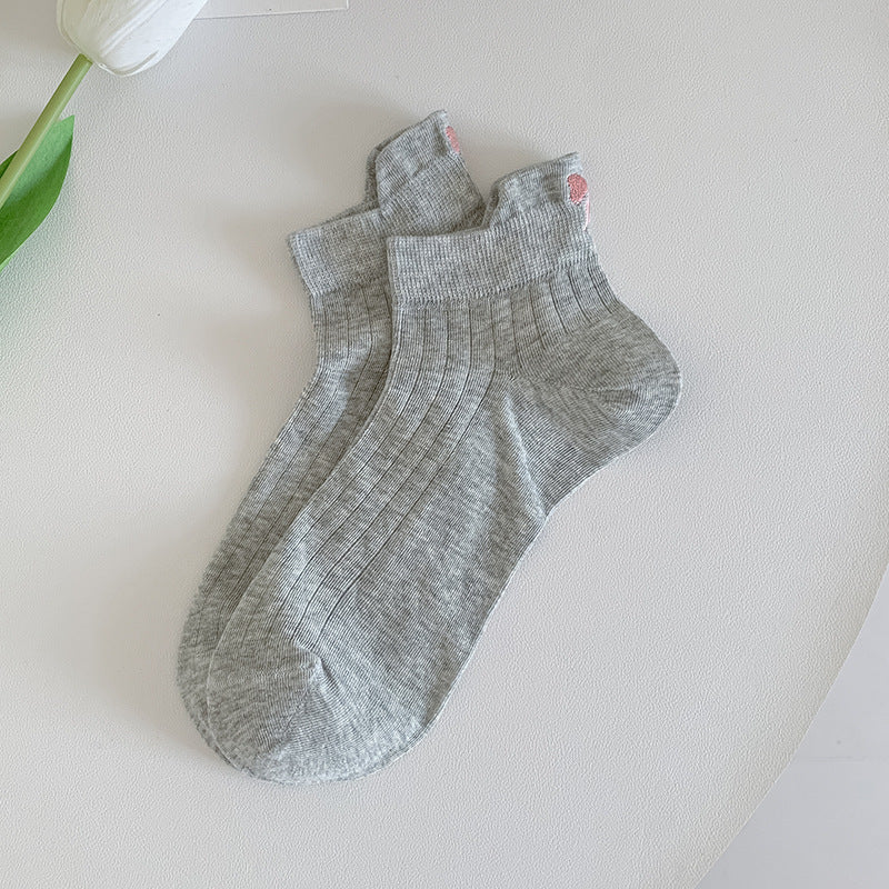 Women's Embroidered Bow Mesh Ankle Socks | Breathable Summer Socks