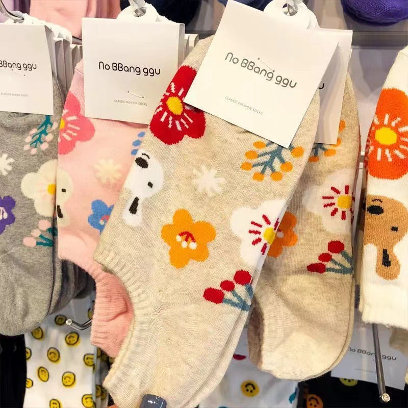 Cute Floral Rabbit No-Show Socks for Women | Casual Cotton