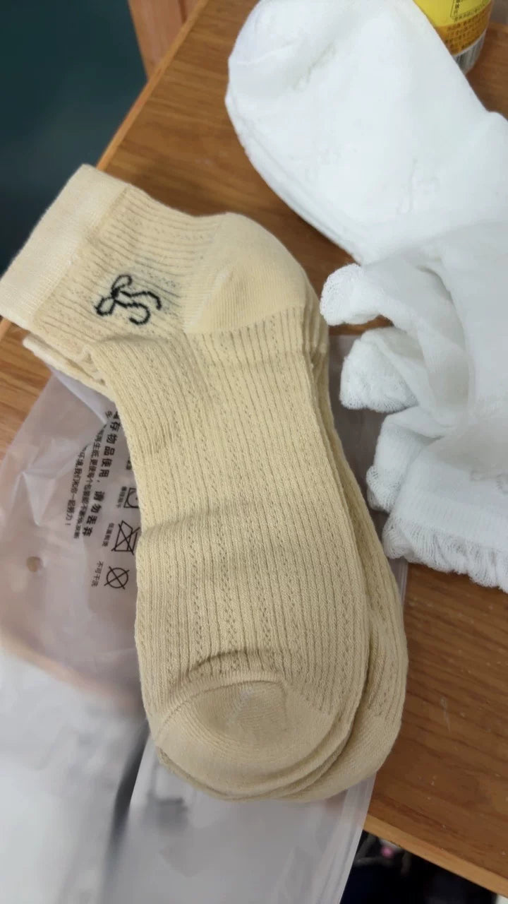 Ballet Bow Ankle Socks | Breathable Mesh Summer Women's Socks