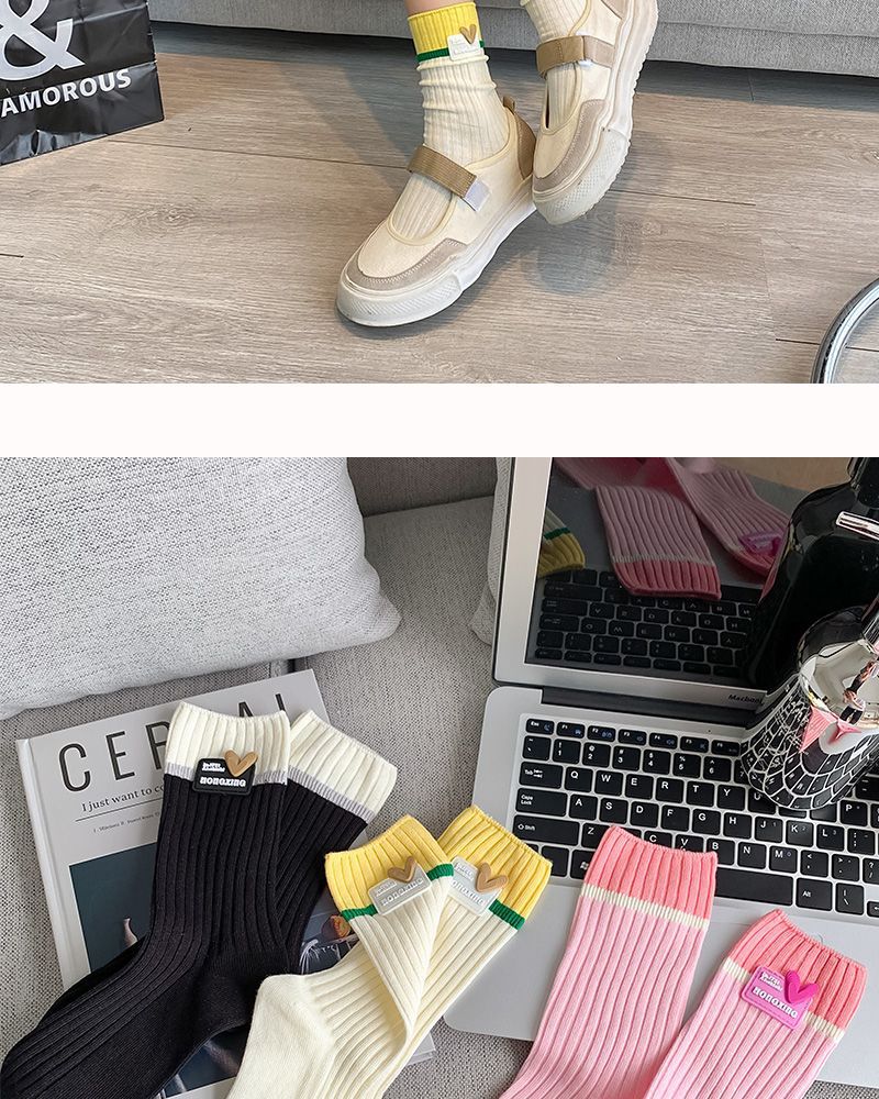 Trendy Colorblock Crew Socks for Women | Dopamine Style