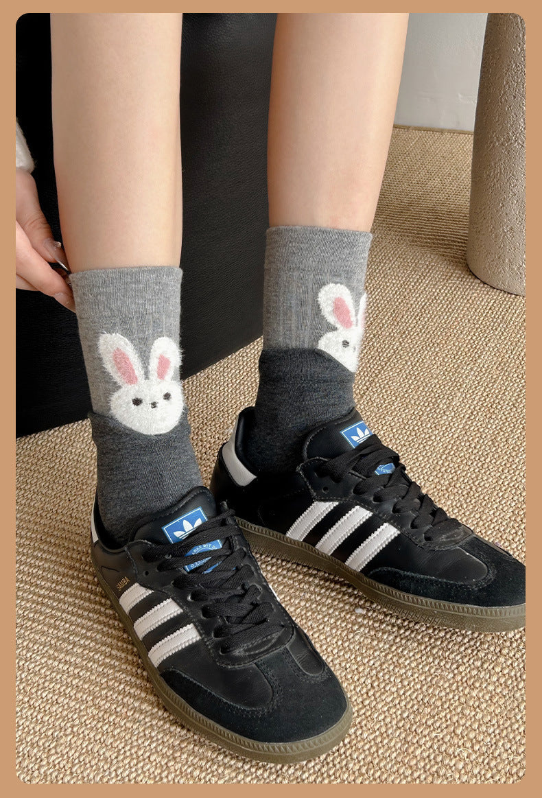 Cozy Cotton Cartoon Crew Socks for Women | Warm Winter Everyday Socks