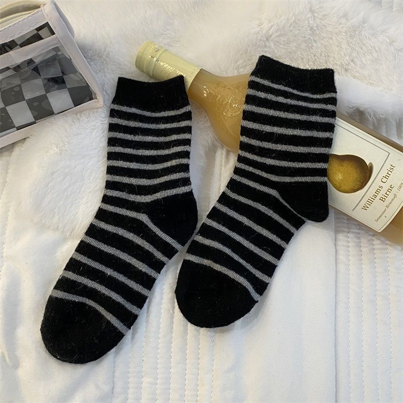 Cozy Striped Crew Socks for Women | Thick Warm Winter Socks