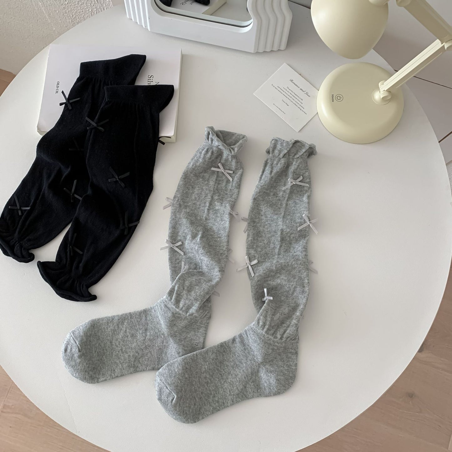 Bow Accent Slouch Socks | Thin Summer Calf Socks for Women