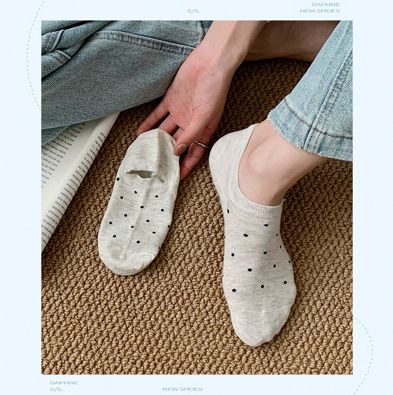 Polka Dot No Show Socks for Women | Breathable Cotton Low Cut