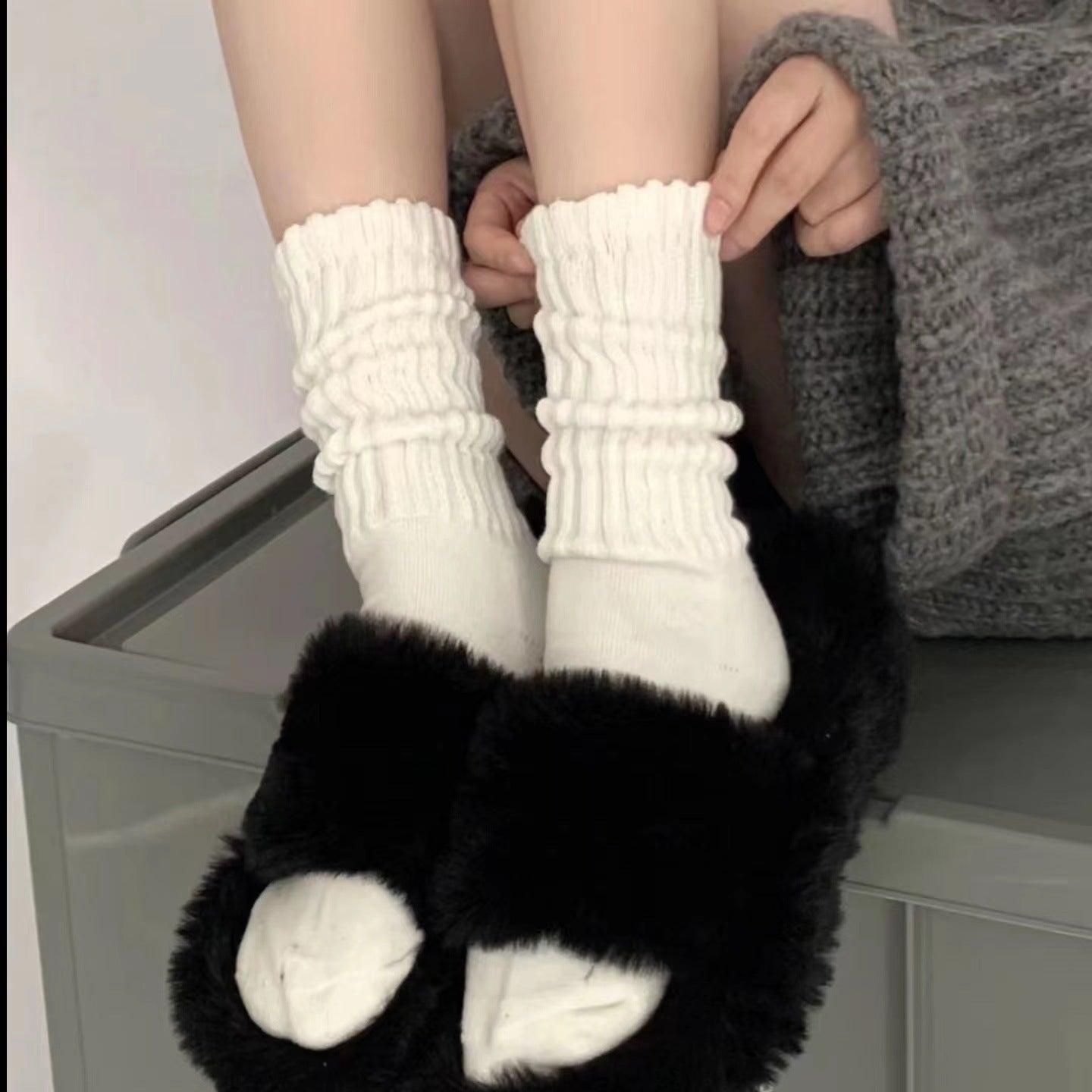 Cozy Slouchy Crew Socks for Women | Thick Solid Casual Socks