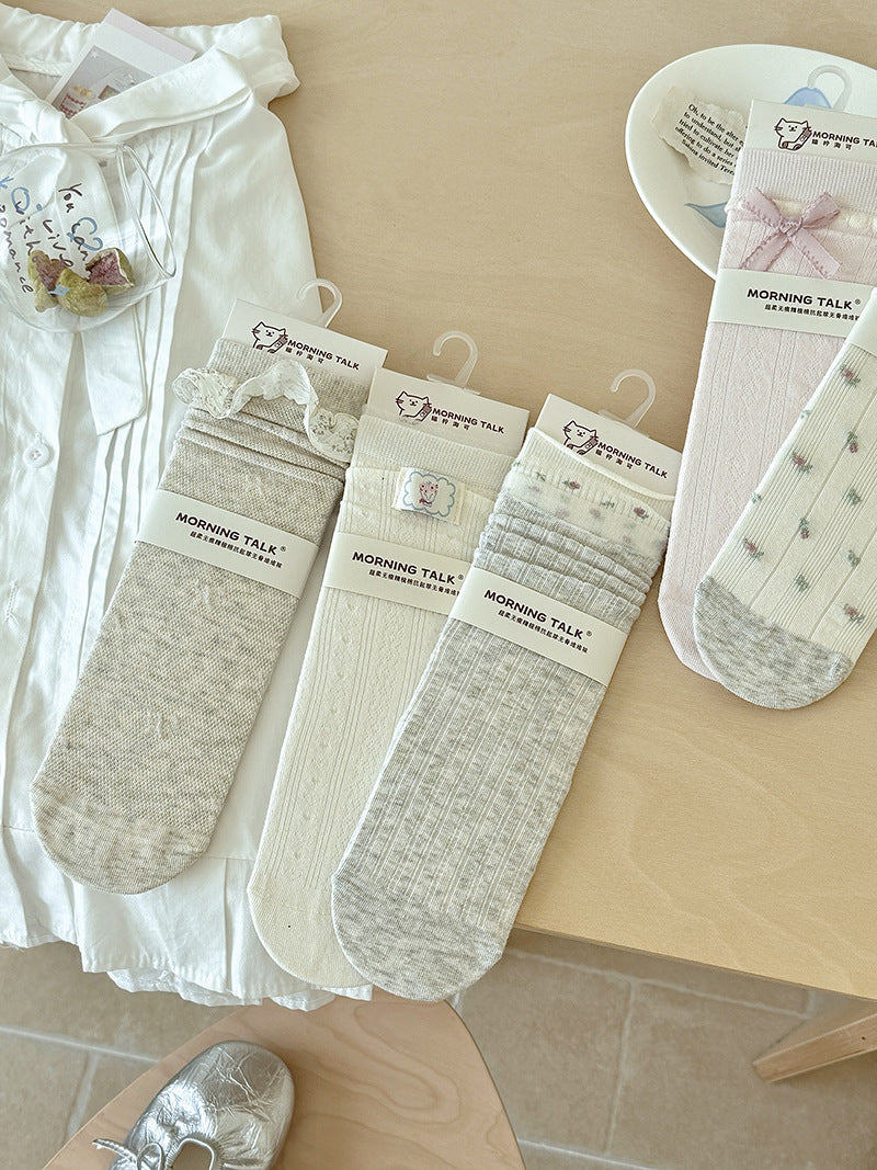 Seamless Cotton Crew Socks for Women | Fresh Pastel Slouch Socks