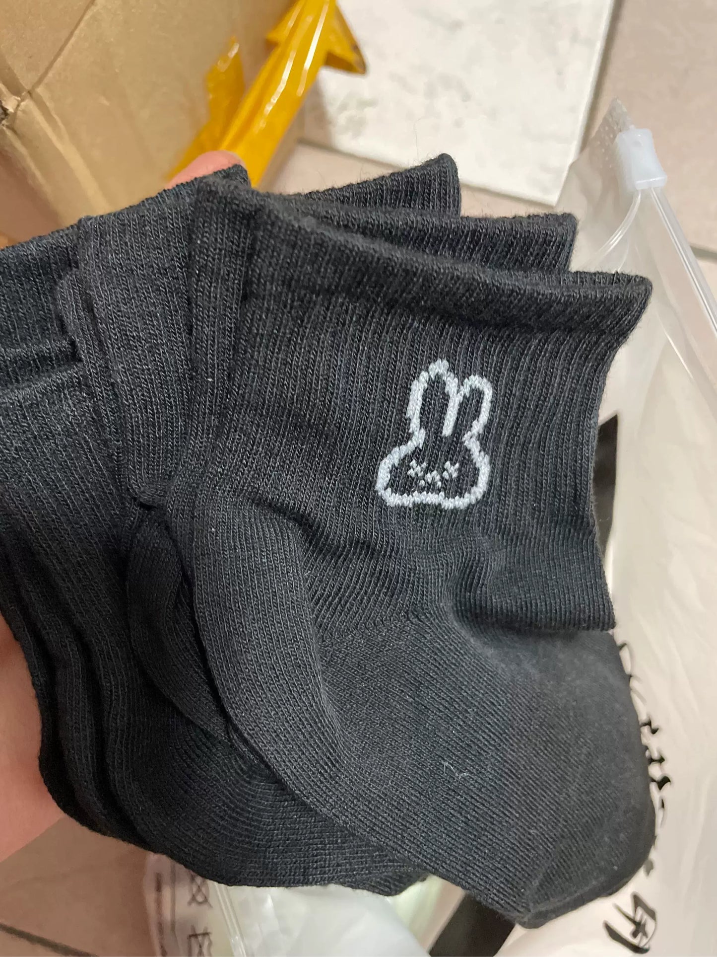 Embroidered Ankle Socks for Women | Black White Cotton Casual Socks