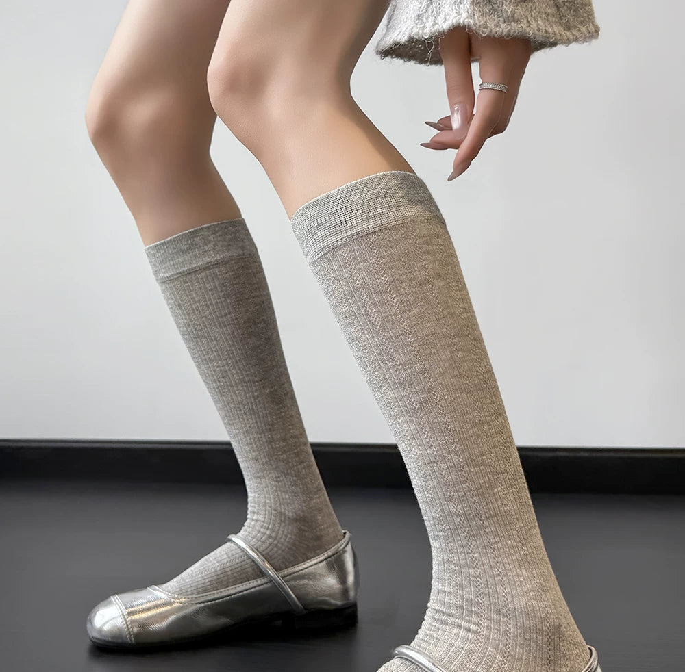 Ballet Style Crew Socks | Thin Breathable Summer Calf Socks for Women