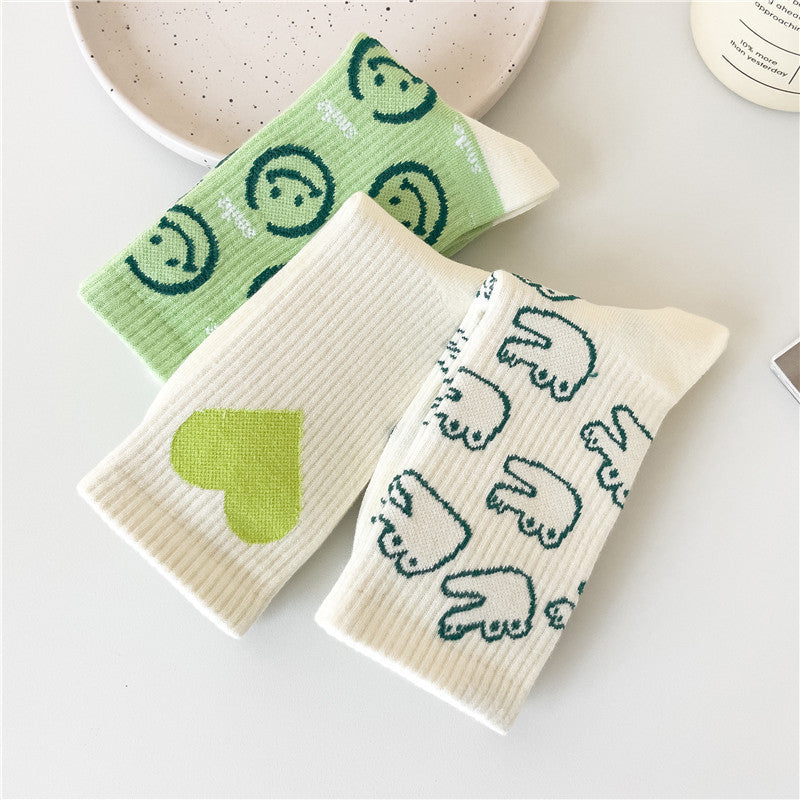 Cute Patterned Crew Socks for Women | Soft Cotton Casual Socks