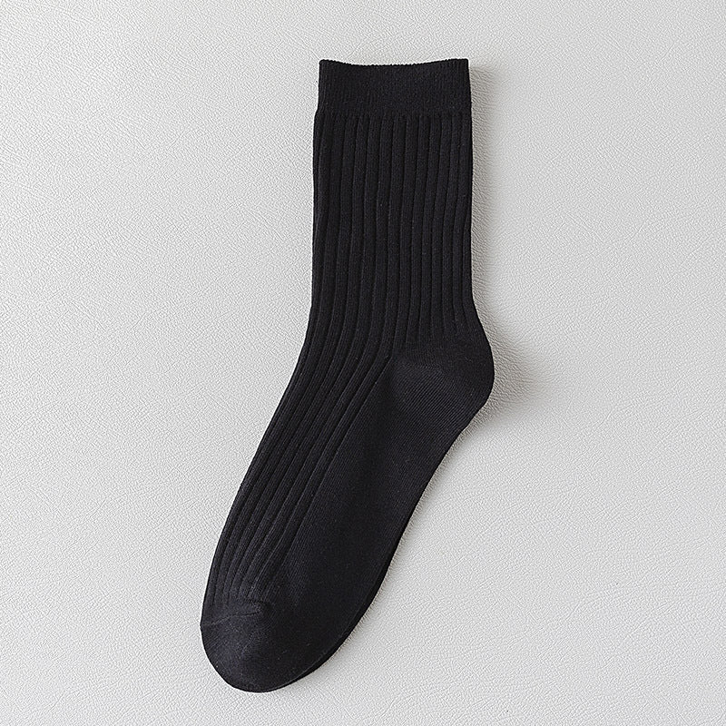 Solid Cotton Crew Socks for Men | Breathable Work & Athletic Socks