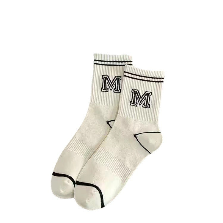 Crew Socks for Women | Black White Trendy Athletic Casual Socks