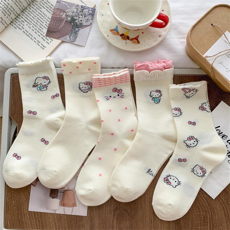 Cute Novelty Crew Socks | Kawaii Cat Print Socks for Women