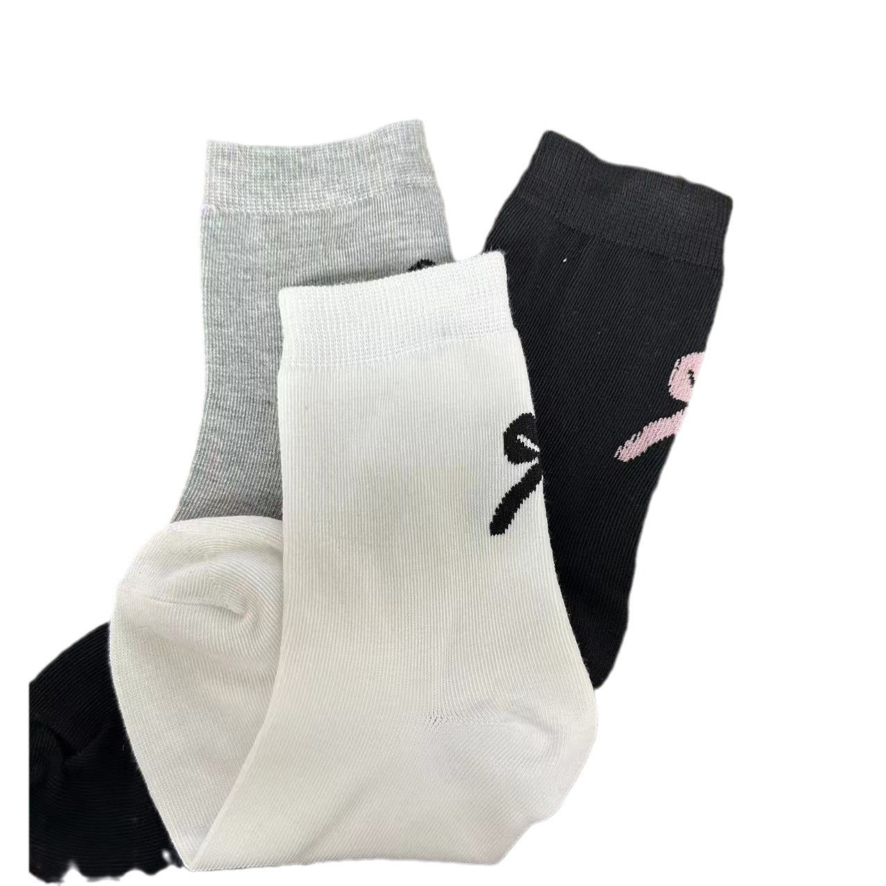 Embroidered Bow Crew Socks | Soft Cotton Balletcore Women's Socks