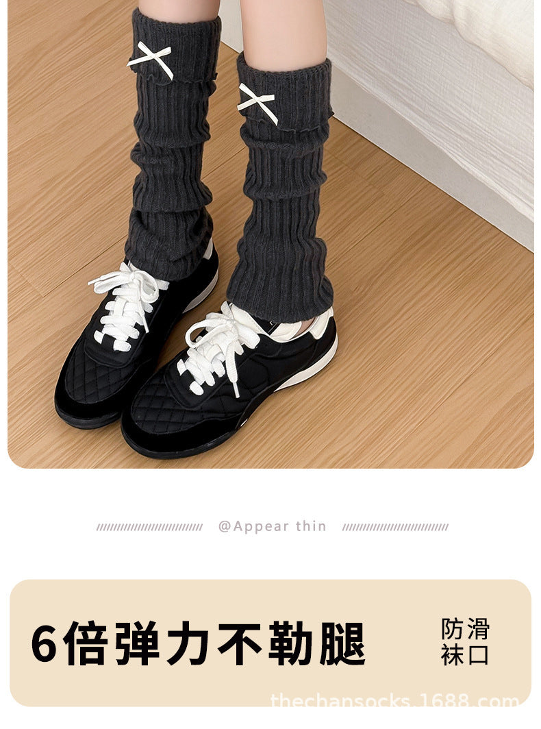 Cozy Ruffled Bow Slouch Socks for Women | Warm Winter JK Socks