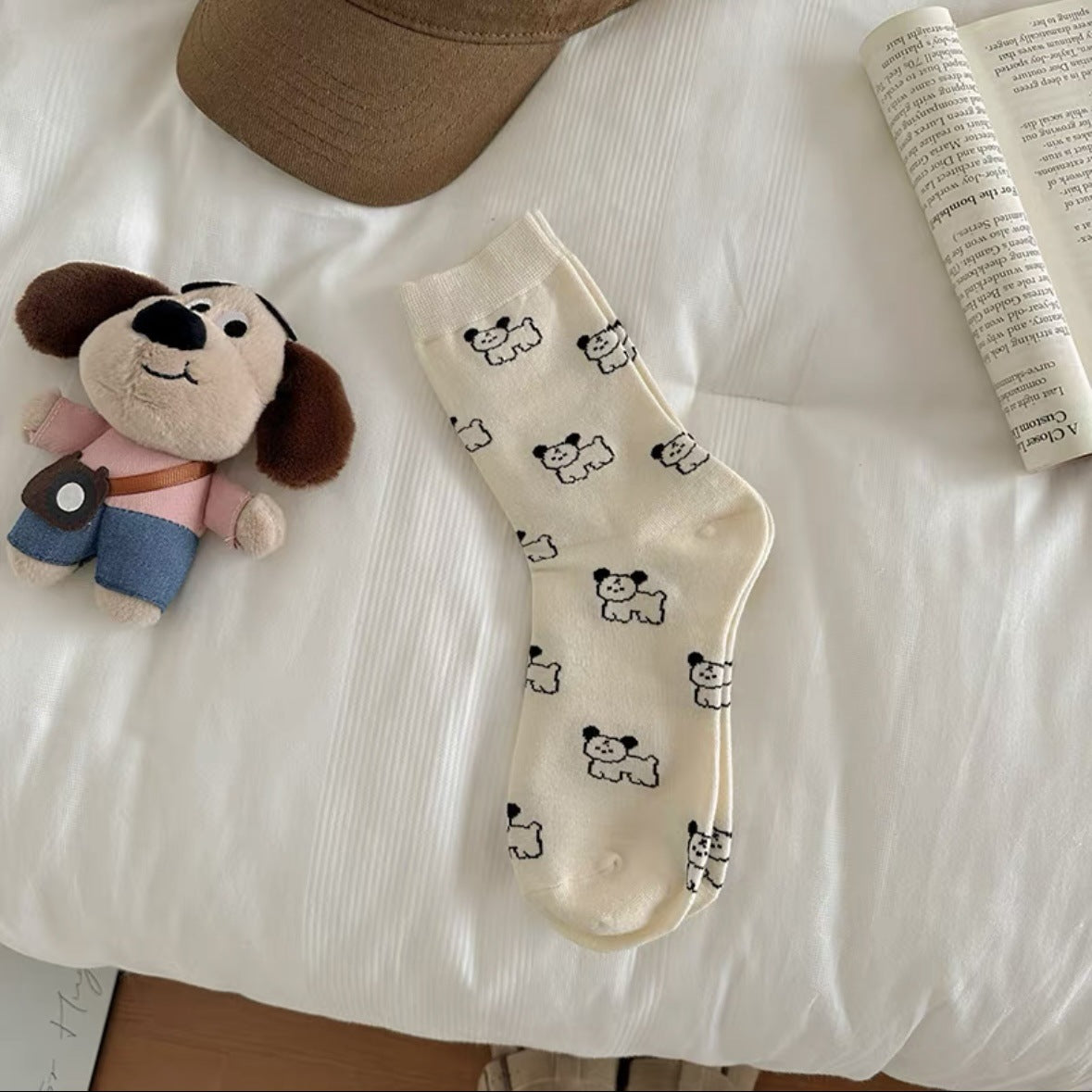 Cozy Cotton Crew Socks | Cute Puppy Winter Socks for Women
