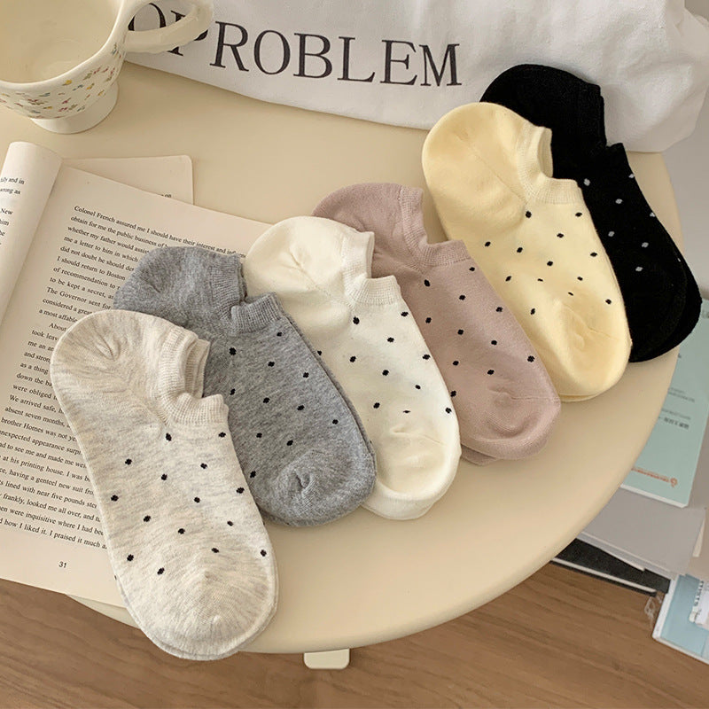 Polka Dot No Show Socks for Women | Breathable Cotton Low Cut