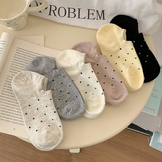 Polka Dot No Show Socks for Women | Breathable Cotton Low Cut