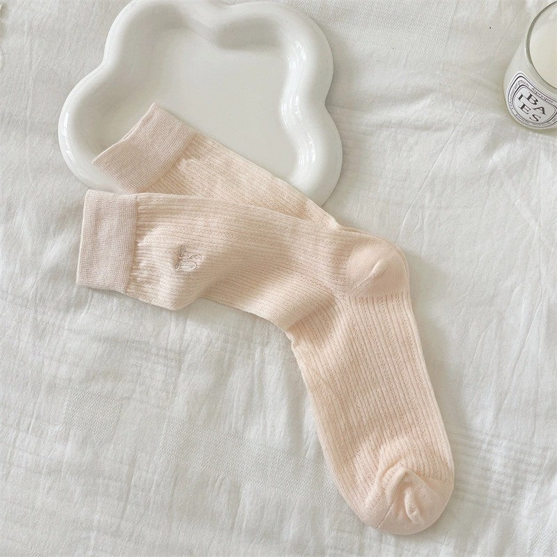 Ballet Bow Cotton Crew Socks | Breathable Summer Socks for Women