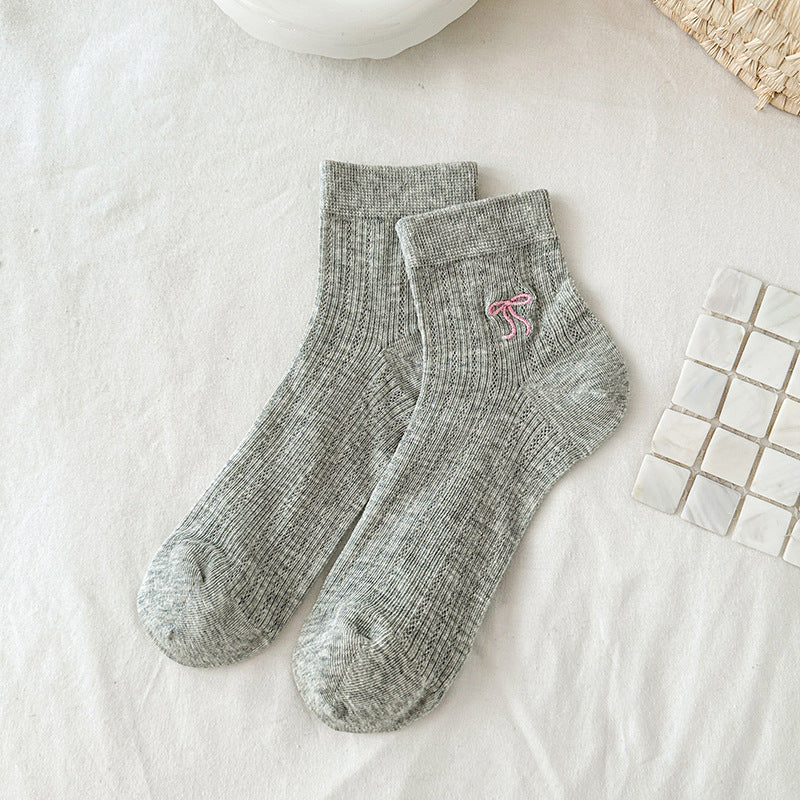 Ballet Bow Ankle Socks | Breathable Mesh Summer Women's Socks