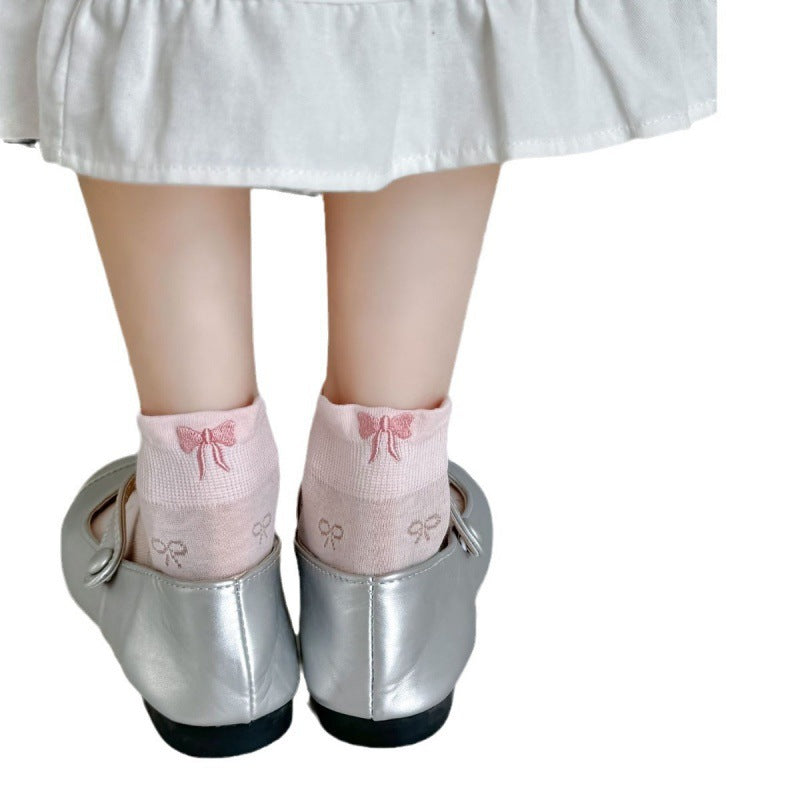 Embroidered Bow Ankle Socks | Thin Breathable Summer Socks