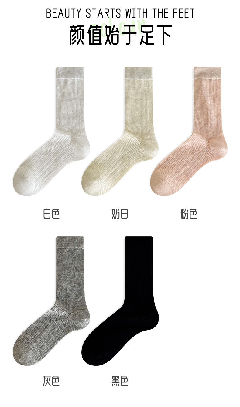 Women's Breathable Mesh Slouch Crew Socks | Thin Summer Solid Socks