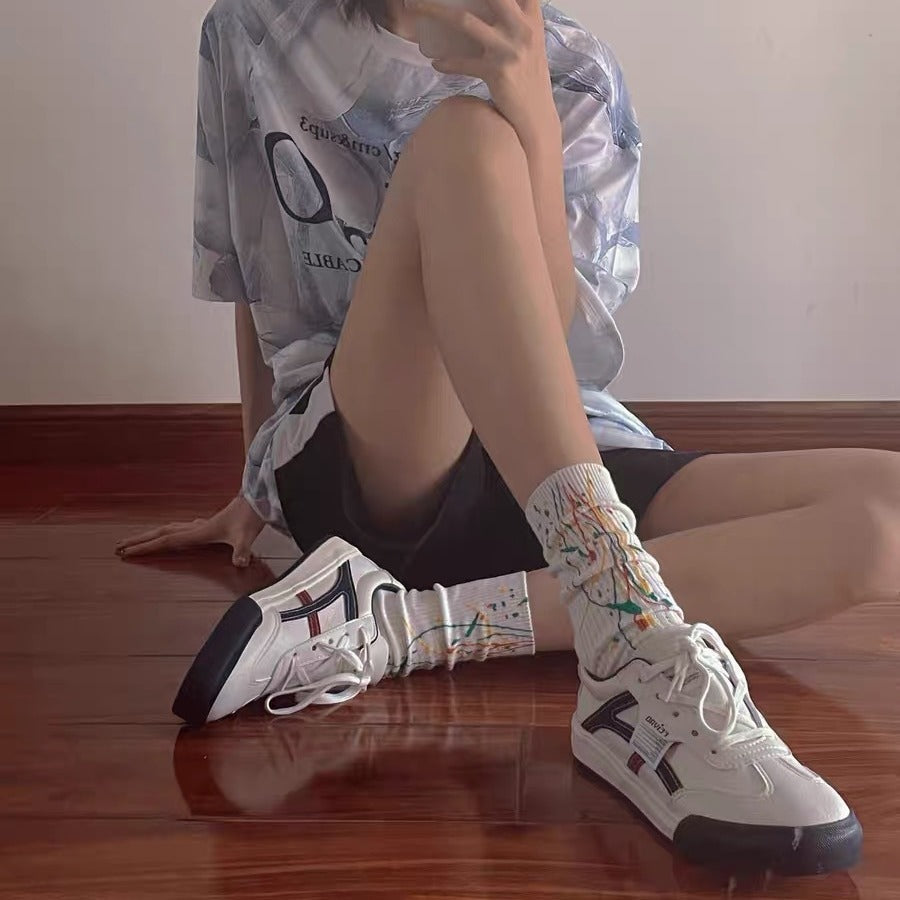 Splatter Graffiti Crew Socks | Breathable Trendy Streetwear Socks