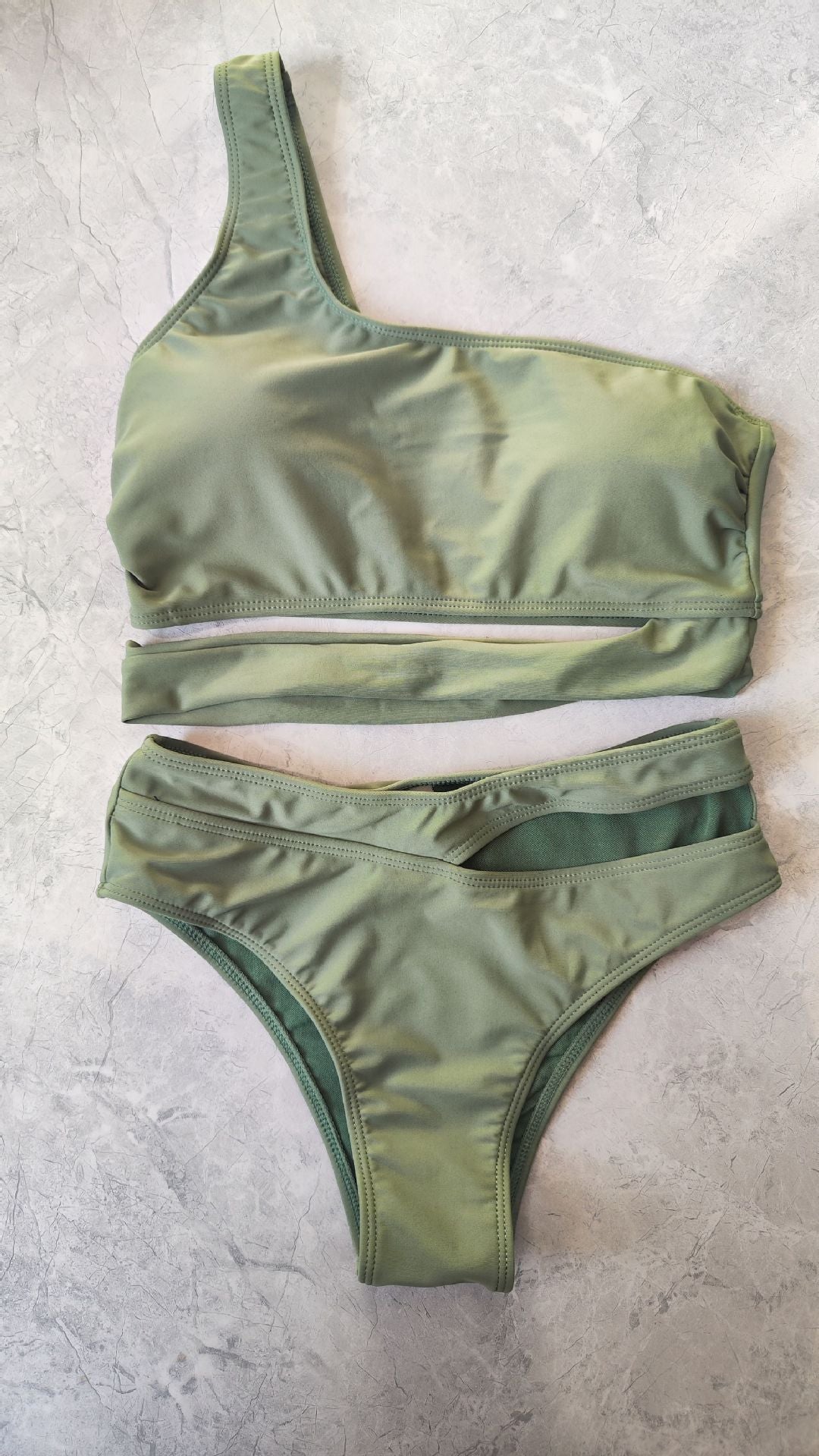 One-Shoulder Cutout Two-Piece Bikini | Sexy Women's Beach Swimwear