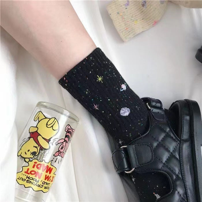 Women's Starry Patterned Crew Socks | Soft Cotton Novelty Socks