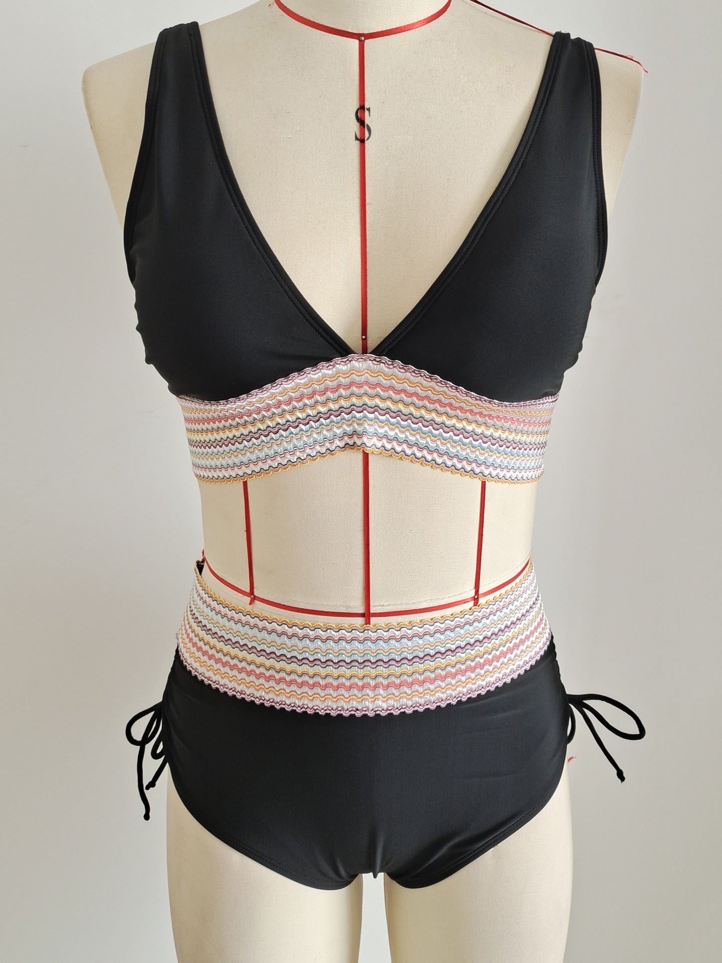 Deep V High-Waisted Black Bikini Set | Sexy Women's Swimwear