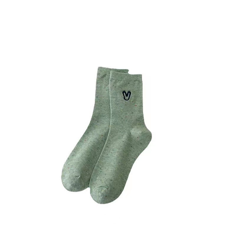 Speckled Embroidered Heart Crew Socks for Women | Casual Everyday Socks