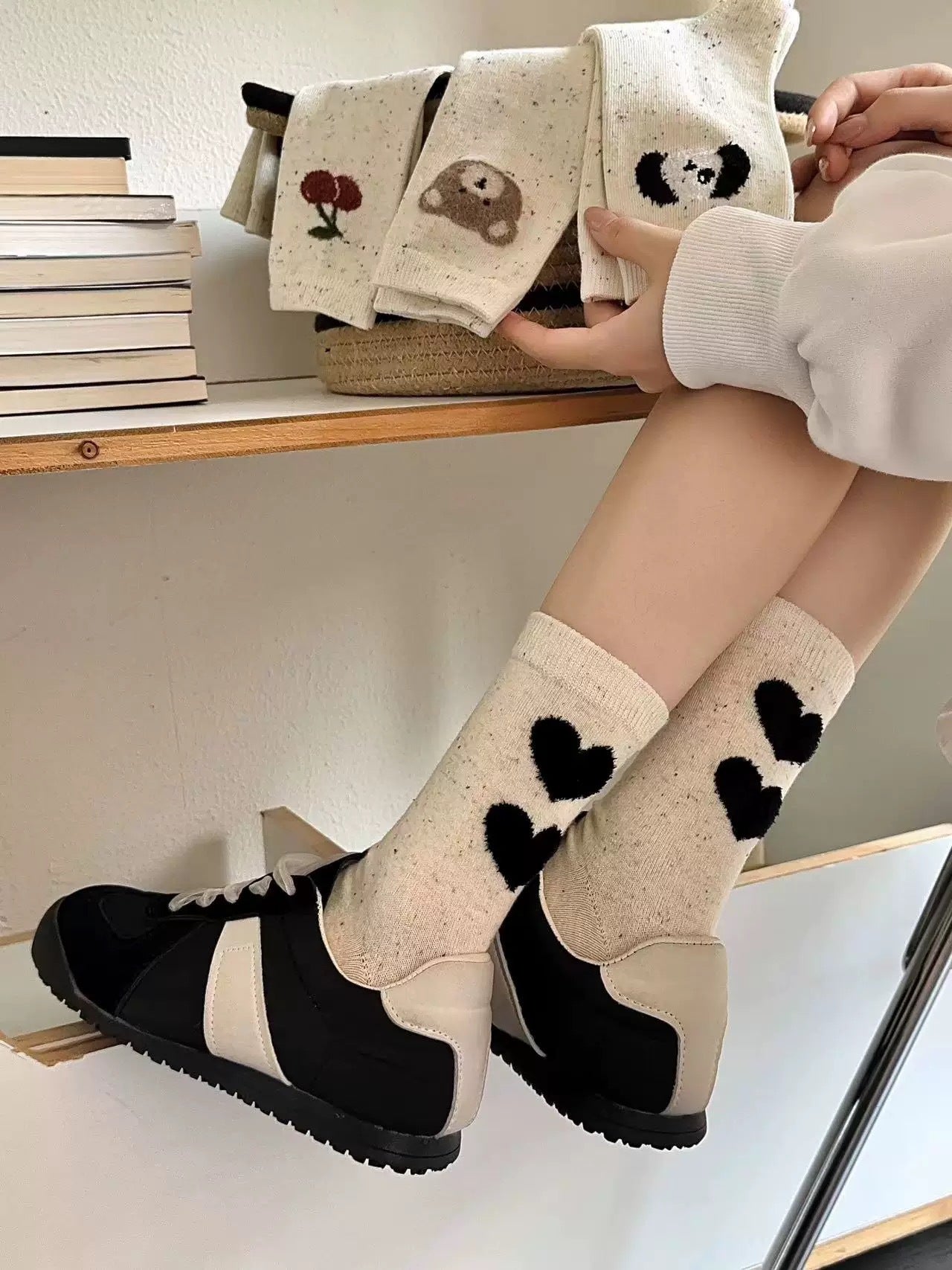 Cute Novelty Cotton Crew Socks for Women | Trendy Patterned Socks