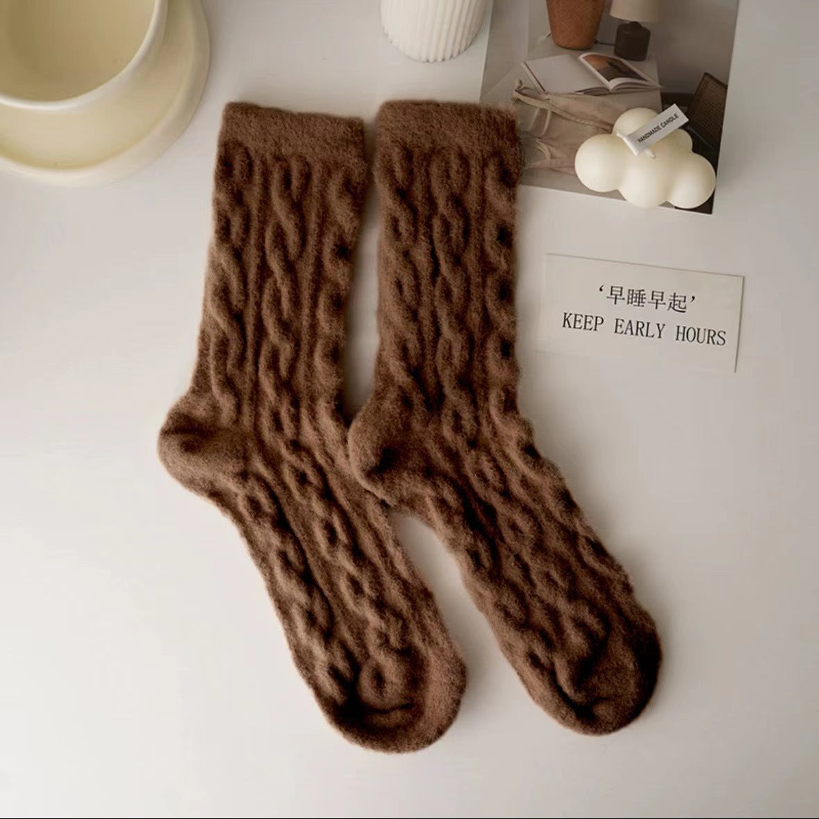 Cozy Fuzzy Crew Socks for Women | Warm Thick Winter Lounge