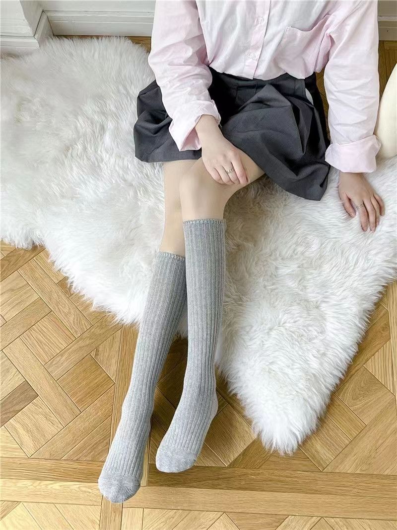 Slouch Knee High Crew Socks | Vertical Striped Slimming Socks for Women