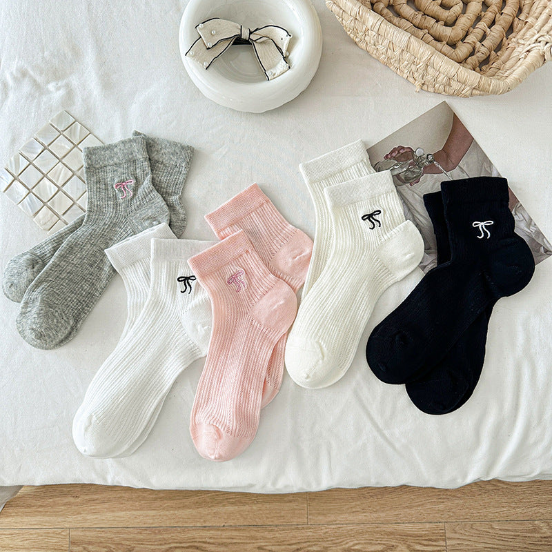 Ballet Bow Ankle Socks | Breathable Mesh Summer Women's Socks