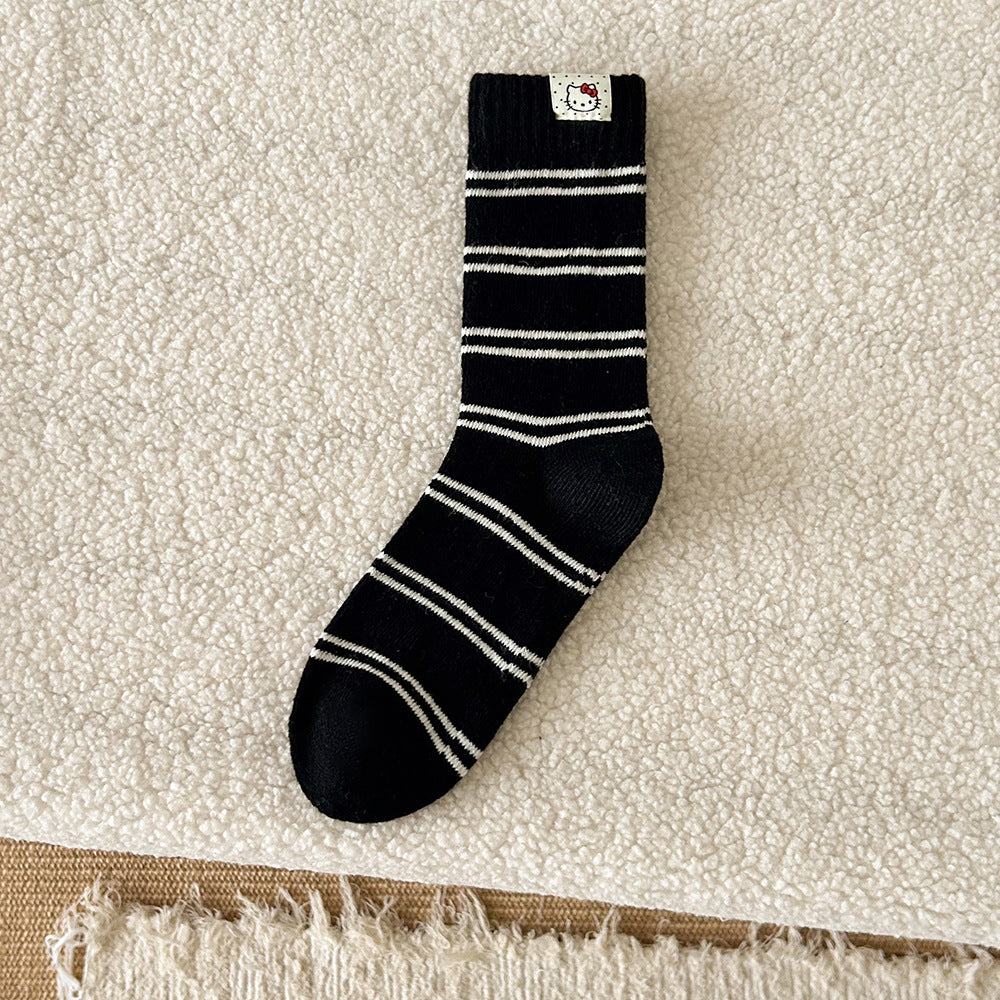 Cozy Wool Striped Crew Socks | Warm Winter Socks for Women