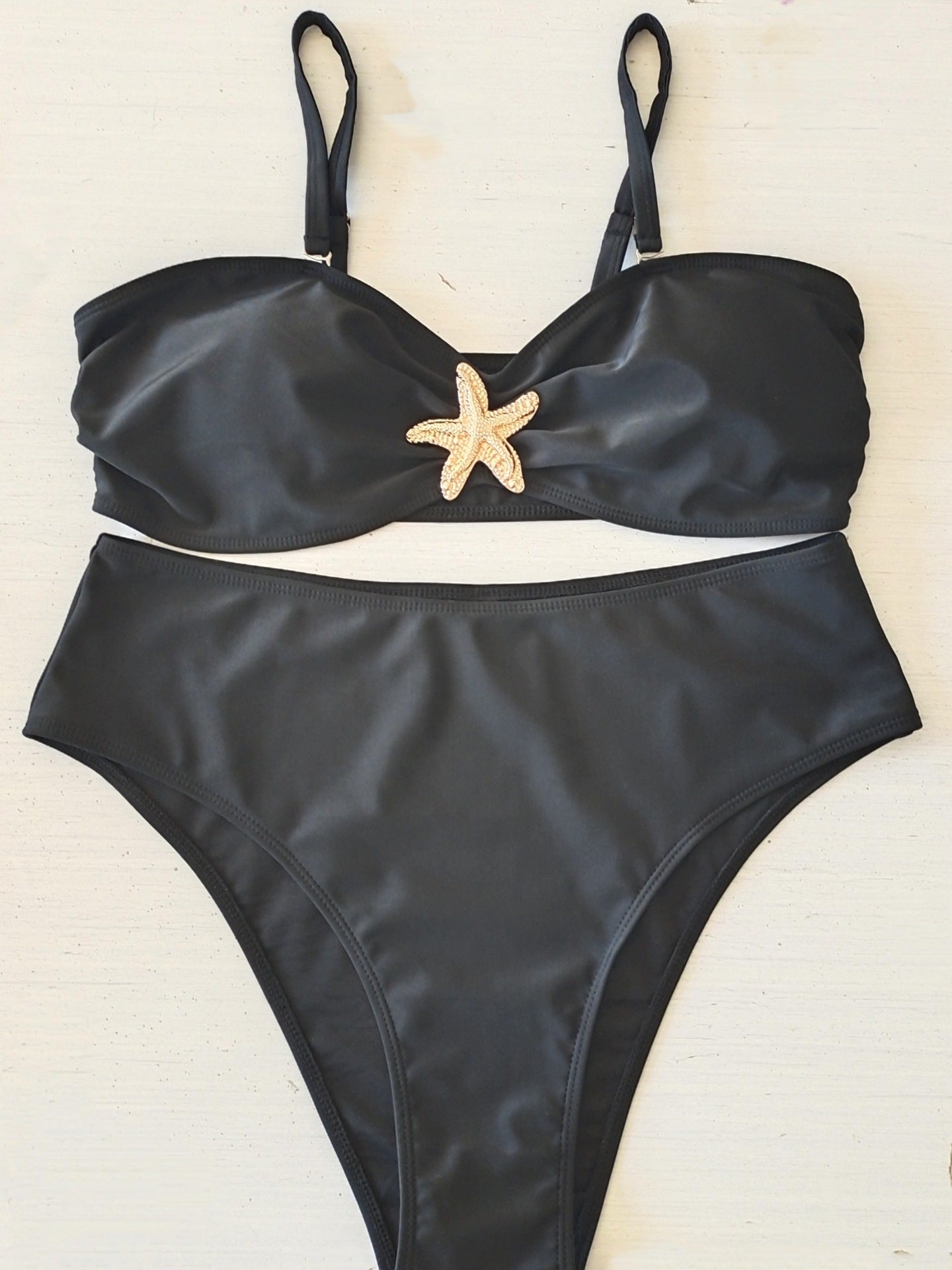 Starfish Strappy Plus Size Black Bikini Set | Beach Swimwear