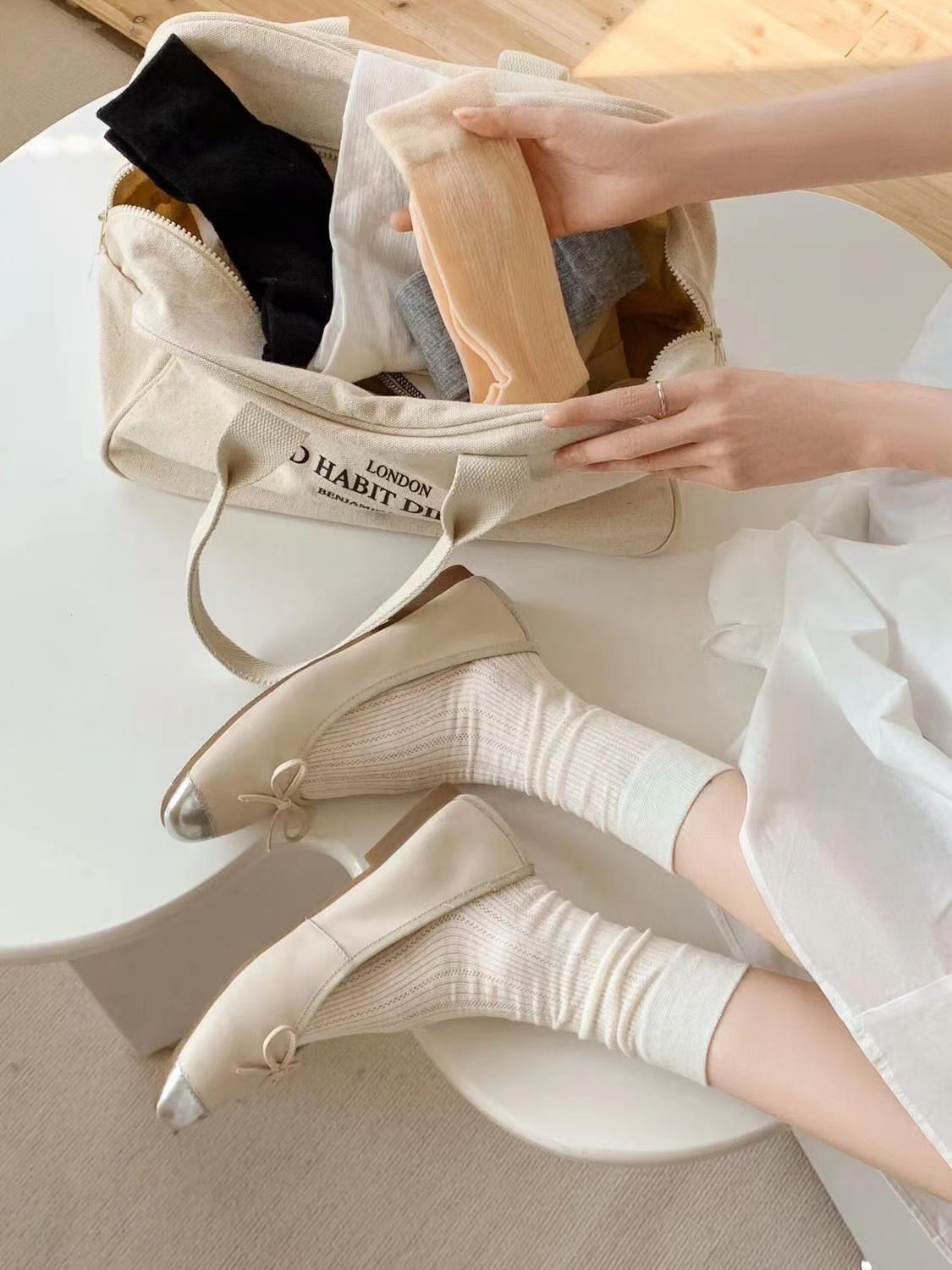 Breathable Mesh Crew Socks | Ballet Slouch Socks for Women