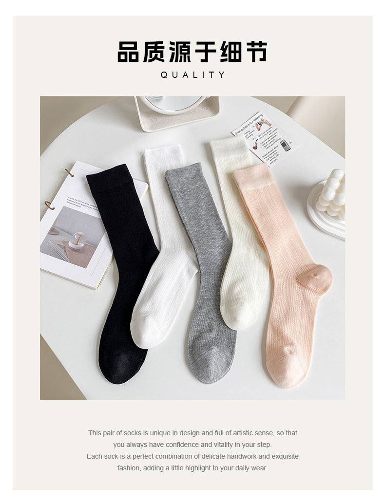 Thin Cotton Calf Socks | Breathable Solid Summer Socks for Women