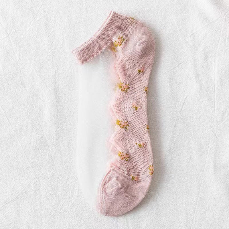 Sheer No-Show Socks for Women | Breathable Cotton Sole Summer Socks