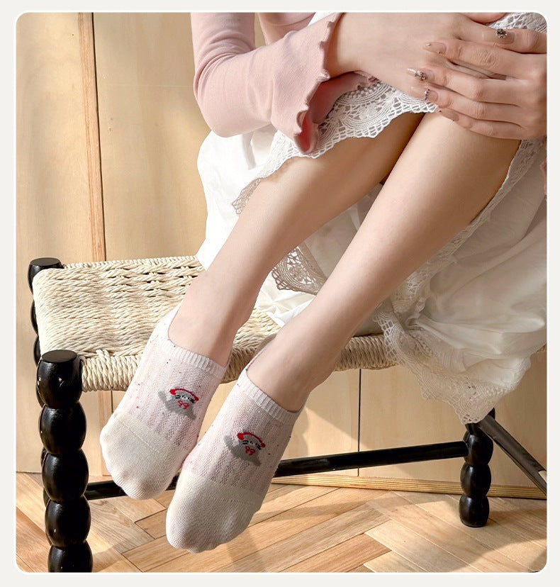 No-Show Socks for Women | Cute Cat Non-Slip Cotton Socks