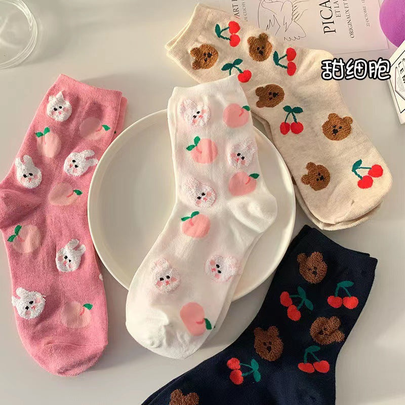 Cute Cartoon Cotton Crew Socks | Soft Novelty Socks for Women