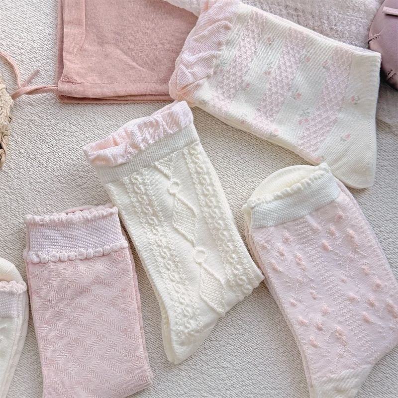Sweet Patterned Crew Socks for Women | Breathable Cotton Casual Socks
