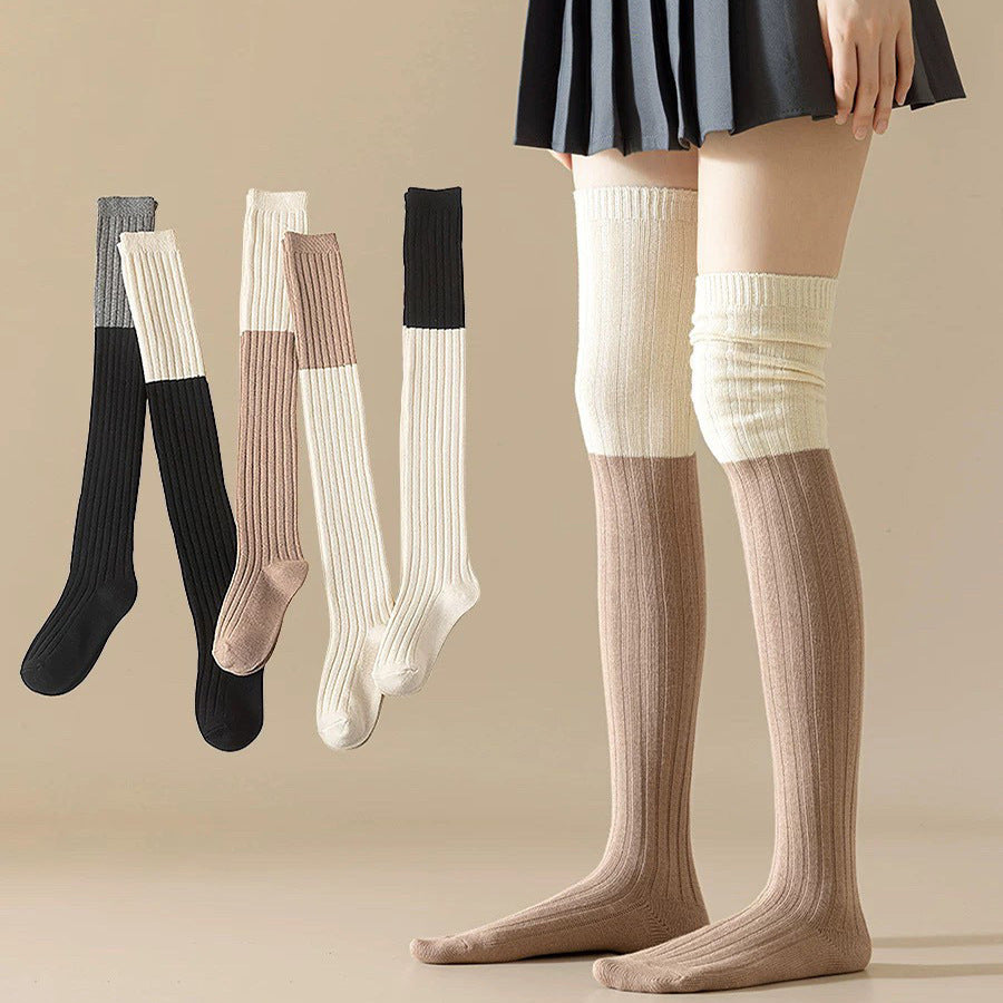 Color Block Striped Over-the-Knee Thigh High Socks For Women