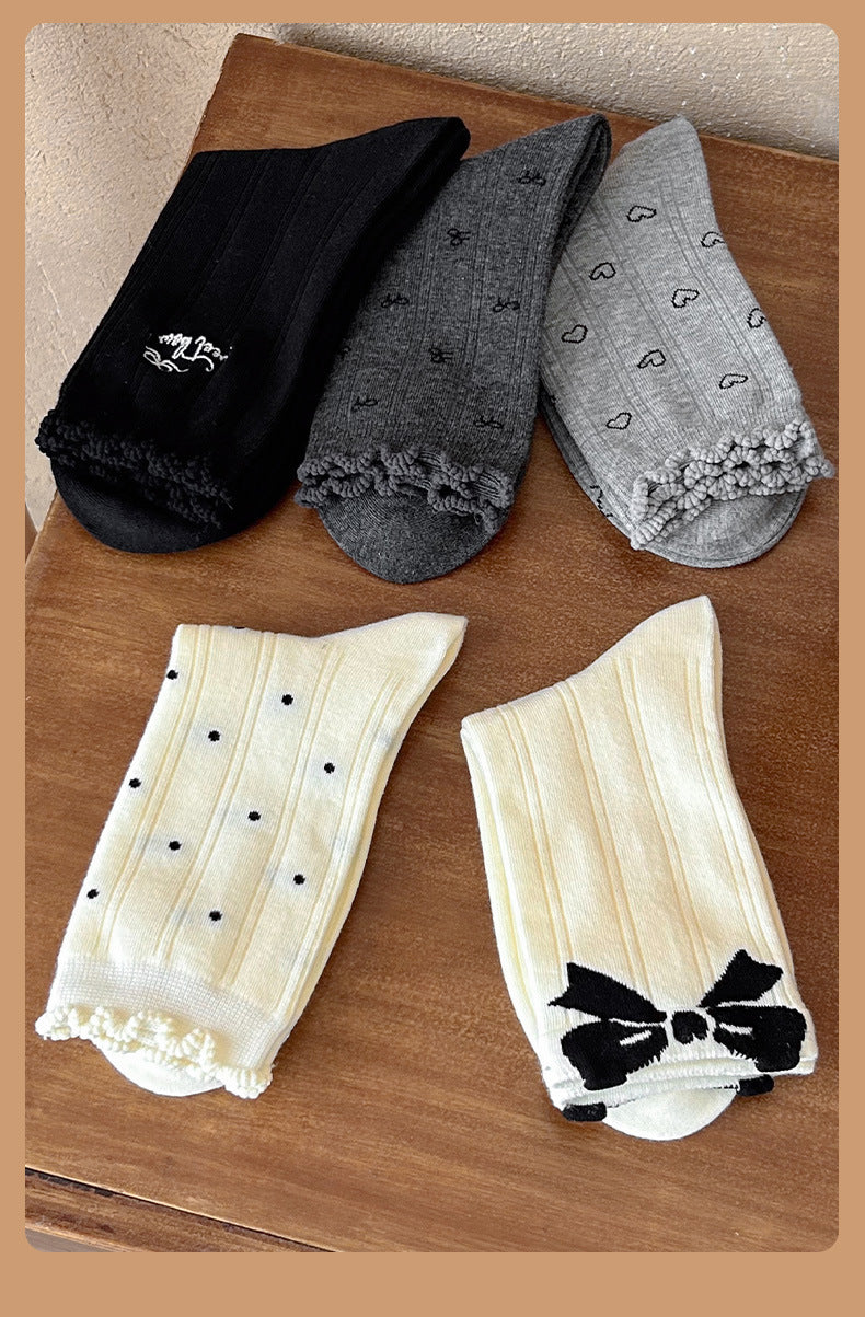Cute Cotton Crew Socks for Women | Patterned Fall Winter Socks