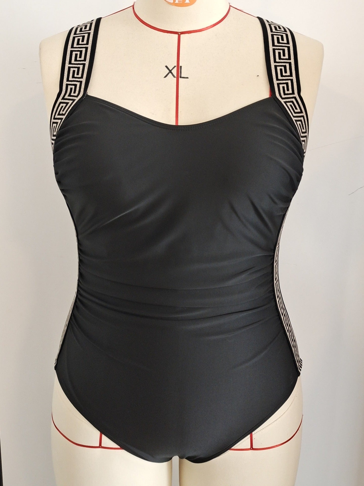 Black Plus Size Trimmed One-Piece Swimsuit | Curvy Swimwear