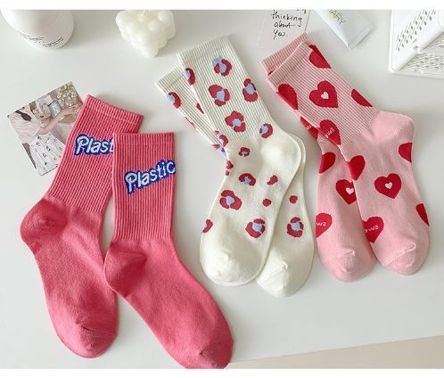 Trendy Patterned Cotton Crew Socks for Women | Cute Casual Socks