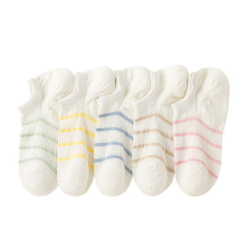Stripe No-Show Socks for Women | Breathable Non-Slip Summer Socks