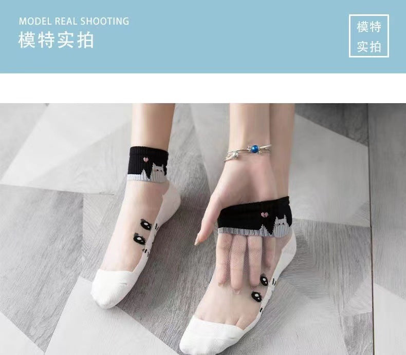 Cute Cartoon Cat Sheer Ankle Socks | Summer Women's Casual Socks